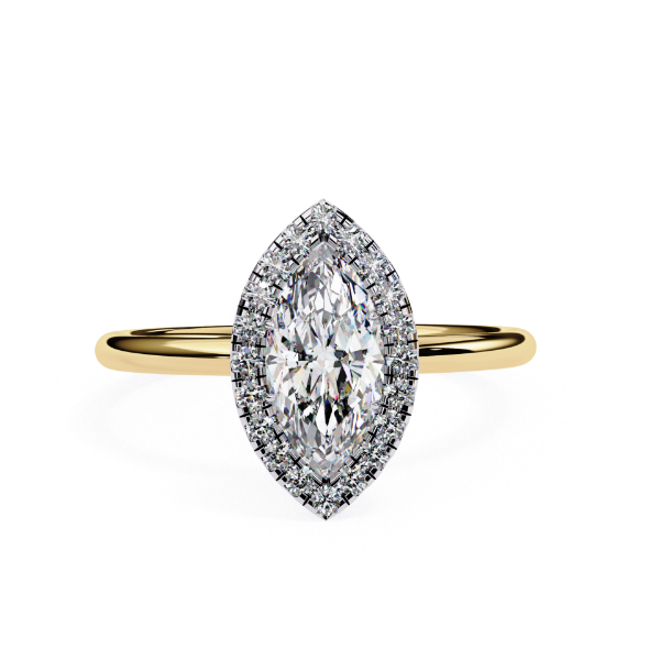 Picture of 1 Carat Solitaire Elegant Marquise Cut  Diamond Halo Ring.(1.15 CTW Diamonds)