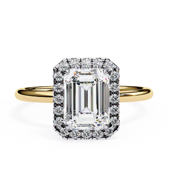 Picture of 1.70 Carat Emerald Solitaire Diamond Ring With A Halo.