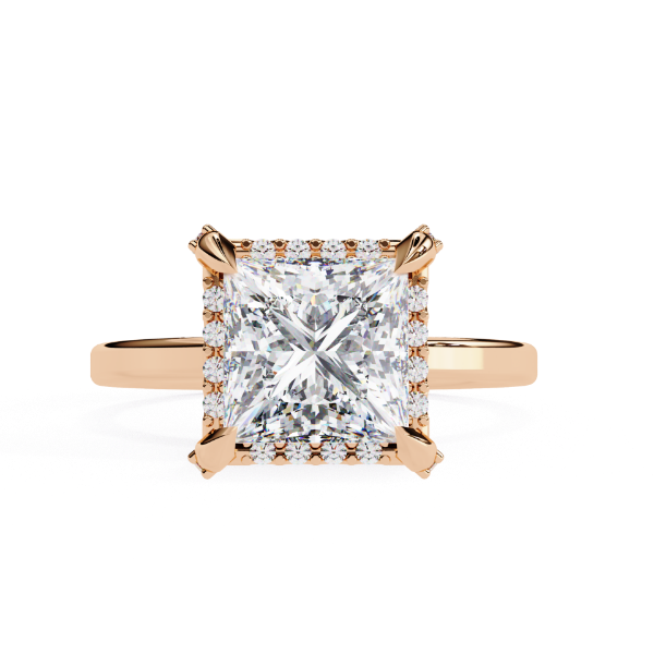 Picture of 2 Carat Princess Cut Ring Features a Hidden Halo of Sparkling Diamonds.