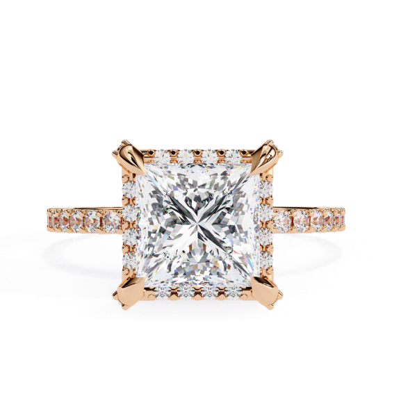 Picture of 2.00 carat Princess Cut Diamond in The Center Surrounded By A Halo Of Smaller Diamonds.(2.51 CTW diamonds)