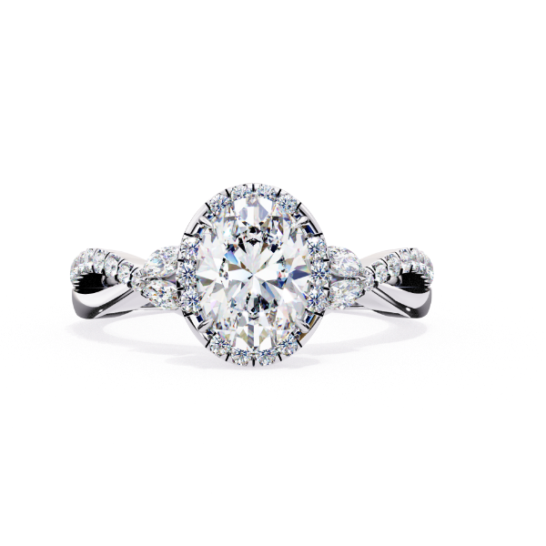 Picture of 0.70 Carat Oval Solitaire Halo Twist Ring (1 CTW Diamonds)