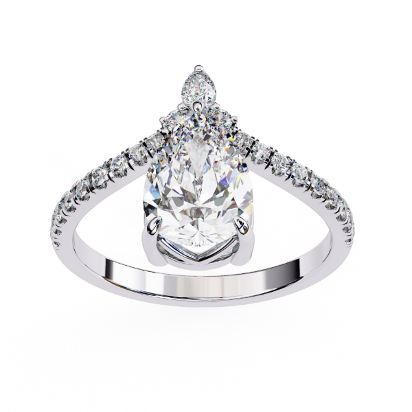 Picture of Seraphina TearDrop Solitaire With Diamond Shoulders Ring (1.50 CT  Pear Solitaire)