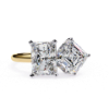 Picture of 1.80 CT Asscher And 2.20 CT Radiant Cut Lab Grown Diamond Two Stone Ring. (4 CTW Diamonds)