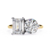Picture of 2.40 CT Emerald And 2 CT Round Cut Lab Grown Diamond Two Stone Ring.