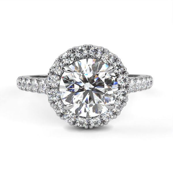 Picture of 1.30 Carat Solitaire Ring With Round Cut Center And Pave Halo Design.(1.80 CTW Diamonds)