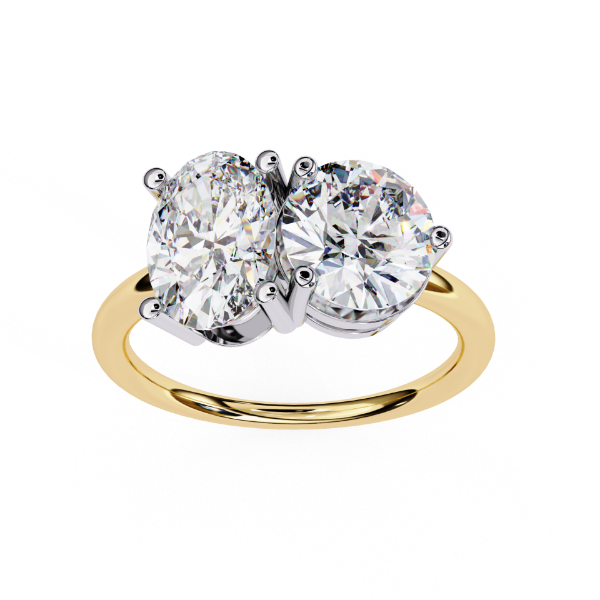 Picture of 1.60 CT Round And 1.70CT Oval Cut Lab Grown Diamond Two Stone Ring.