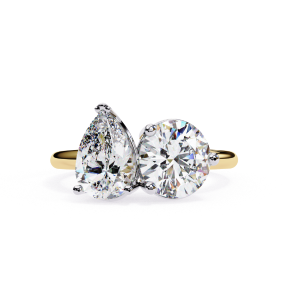Picture of 1.50 CT Pear And 2 CT Round Cut Lab Grown Diamond Two Stone Ring.