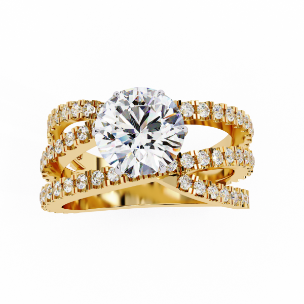 Picture of 1.01 Carat Round Solitaire Crossover Ring. (1.60 ctw Diamonds)