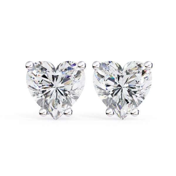 Picture of 2.50 Carat Heart Cut Lab Grown Diamond Stud Earring.