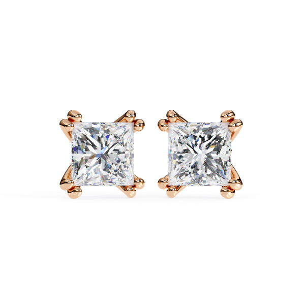 Picture of 3 Carat Princess Cut Lab Grown Diamond Stud Earring.