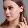 Picture of 1.50 Carat Solitaire Radiant Cut Lab Grown Diamond Halo  Earring.
