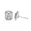 Picture of 1.50 Carat Solitaire Radiant Cut Lab Grown Diamond Halo  Earring.(1.80 CTW Diamonds)