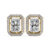 Picture of 1.50 Carat Solitaire Radiant Cut Lab Grown Diamond Halo  Earring.