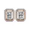 Picture of 1.50 Carat Solitaire Radiant Cut Lab Grown Diamond Halo  Earring.