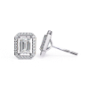 Picture of 1.50 Carat solitaire Emerald Cut Lab Grown Diamond Halo Earring.