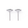 Picture of 1.50 Carat solitaire Emerald Cut Lab Grown Diamond Halo Earring.