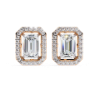 Picture of 1.50 Carat solitaire Emerald Cut Lab Grown Diamond Halo Earring.