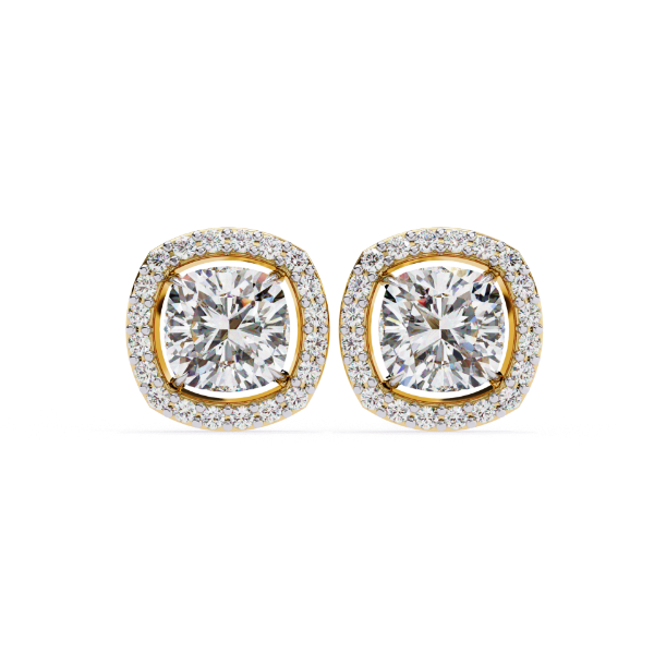 Picture of 1.60 Carat Solitaire Cushion Halo Studs.