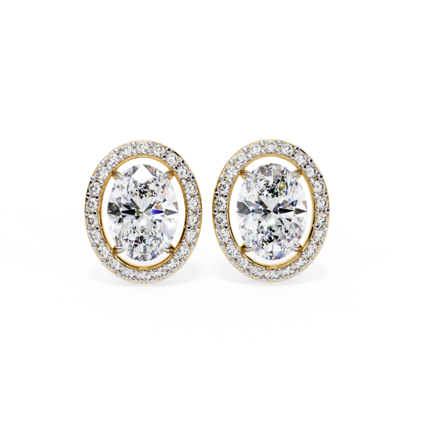 Picture of 1.50 carat solitaire Oval Cut Earrings, Each With a Halo Of Smaller Diamonds.
