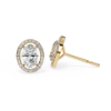 Picture of 1.50 carat solitaire Oval Cut Earrings, Each With a Halo Of Smaller Diamonds.