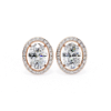 Picture of 1.50 carat solitaire Oval Cut Earrings, Each With a Halo Of Smaller Diamonds.