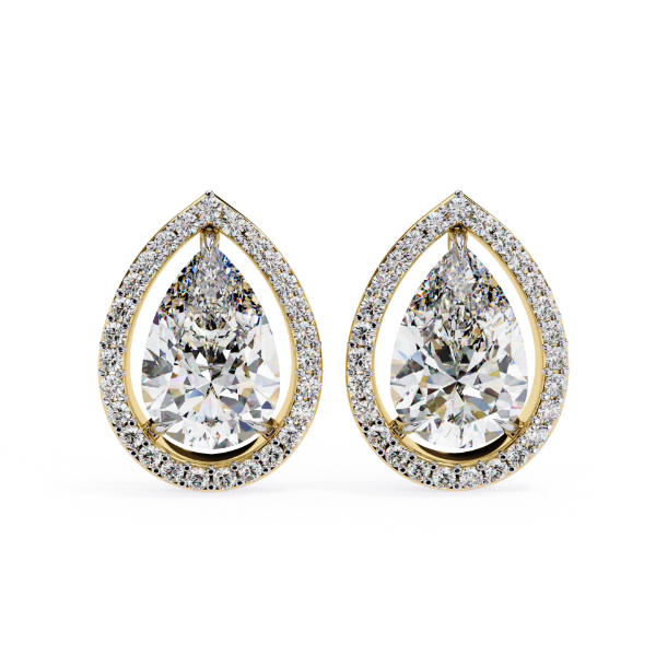Picture of 1.40 Carat Solitaires Pear Cut Lab Grown Diamond Halo Earring.