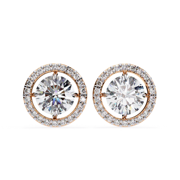 Picture of 1.60 Carat Solitaire Round Cut Lab Grown Diamond Halo Earring.