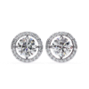 Picture of 1.60 Carat Solitaire Round Cut Lab Grown Diamond Halo Earring.
