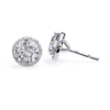 Picture of 1.80 carat solitaire Round Cut with surrounding halo Earring.
