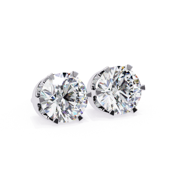 Picture of 2.50 Carat solitaire Round Cut Lab Grown Diamond Six Prong Stud Earring.