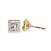 Picture of 1.80 Carat solitaire Bezel Princess labgrown diamond Studs.