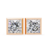 Picture of 1.80 Carat solitaire Bezel Princess labgrown diamond Studs.