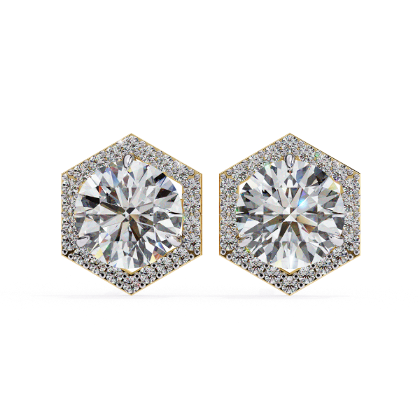 Picture of 2Carat solitaire Round Cut with halo Earring.
