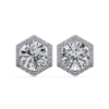 Picture of 2Carat solitaire Round Cut with halo Earring.