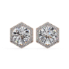 Picture of 2Carat solitaire Round Cut with halo Earring.