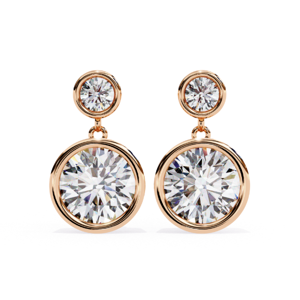 Picture of 1.60 Carat Classic Round Solitaire Bezel Diamond Earrings.
