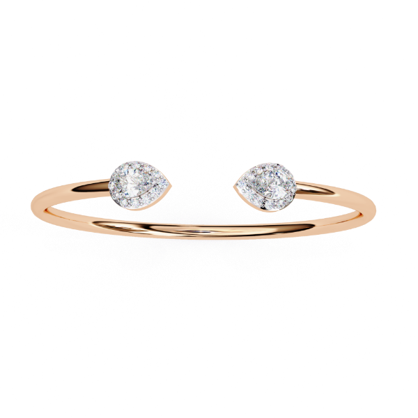 Picture of 1 carat pear solitaire Twin Teardrop Halo Bangle
