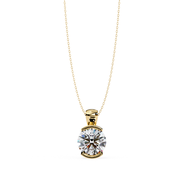 Picture of 2.20 carat solitaire Round Cut Lab Grown Diamond Half Bezel Pendant (Without Chain)