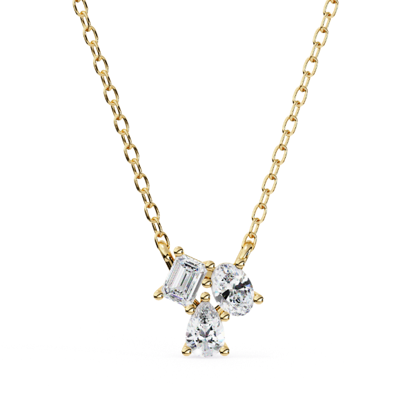 Picture of 92 cent Pendant With a Cluster Of Three Different Diamond Cuts (Without Chain)