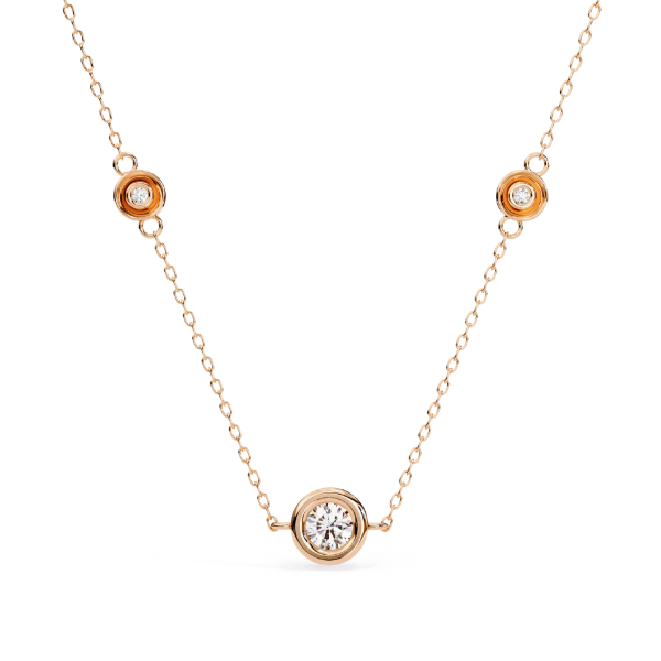 Picture of Bezel Round Lab Grown Diamond Three Stone chain & Pendant (With Chain)