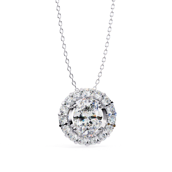 Picture of 70 Cent Oval solitaire Cut Lab Grown Diamond Halo Pendant (without chain)