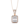 Picture of Elegant 70 cent Diamond Pendant with a Rectangular Cluster and Halo Setting (without chain)