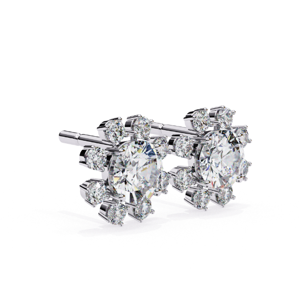 Picture of 1.20 carat Round Cut Lab Grown Diamond Flower Earring.