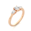 Picture of 1 Carat Round and Pear Cut Three Stone Lab-Grown Diamond Ring