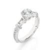 Picture of 1.50 Carat Round and Baguette Cut Three Stone Diamond Ring.