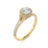 Picture of Elegant Diamond Ring With A Twisted Halo And A Center 0.50 Ct Solitaire .