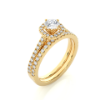 Picture of 1.30 Carat Total Diamond Ring Set Featuring A Cushion Halo And Double Pave Bands.