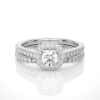 Picture of 1.30 Carat Total Diamond Ring Set Featuring A Cushion Halo And Double Pave Bands.