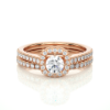 Picture of 1.30 Carat Total Diamond Ring Set Featuring A Cushion Halo And Double Pave Bands.