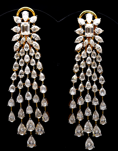 Picture of Chandelier Earrings With A Cascading Diamond Design.